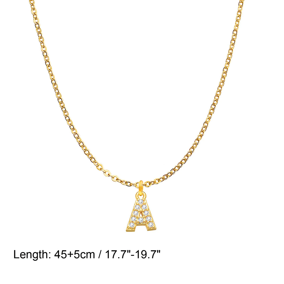 Initial Letter Necklace for Women with Zirconia Pendant - Gold, Silver, Rose & More