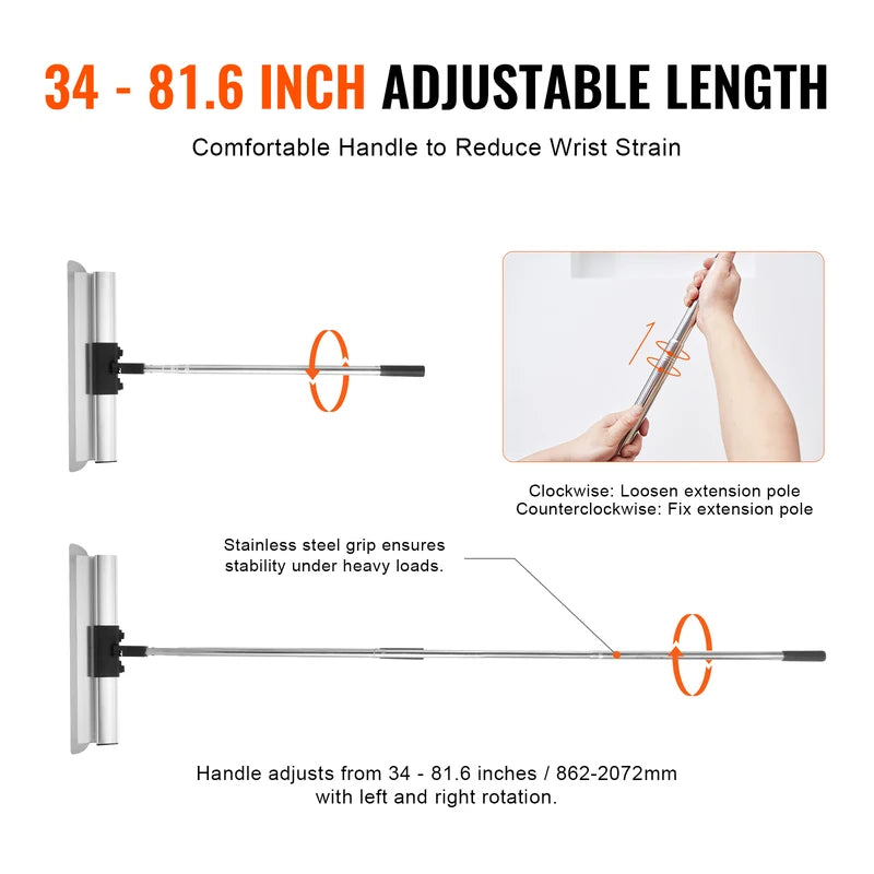 Drywall Skimming Blade Set with Extension Pole - 10 to 40 Inch Stainless Steel Blades