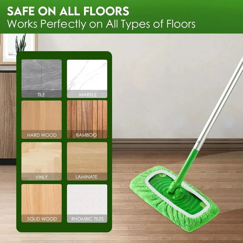 Reusable Microfiber Mop Pads for Floor Cleaning - Green, 25.5x11.5cm