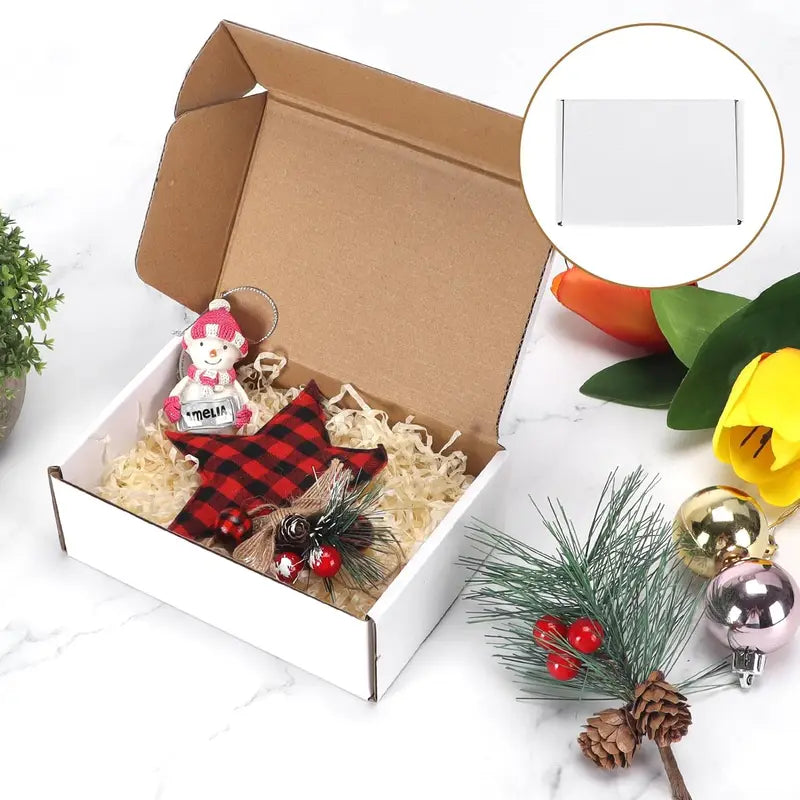 50 Pack Small Corrugated Gift Boxes 6x4x2 Inch White Cardboard Shipping Packaging