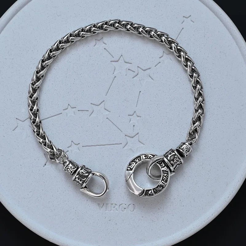 Sterling Silver Bracelet for Women Men Simple Heavy Pendant Party Jewelry Gift