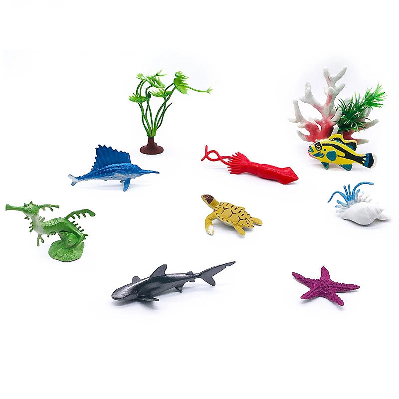 56-Piece Underwater Marine Animal Model Set - Mini Coral, Octopus, Crab, Lobster