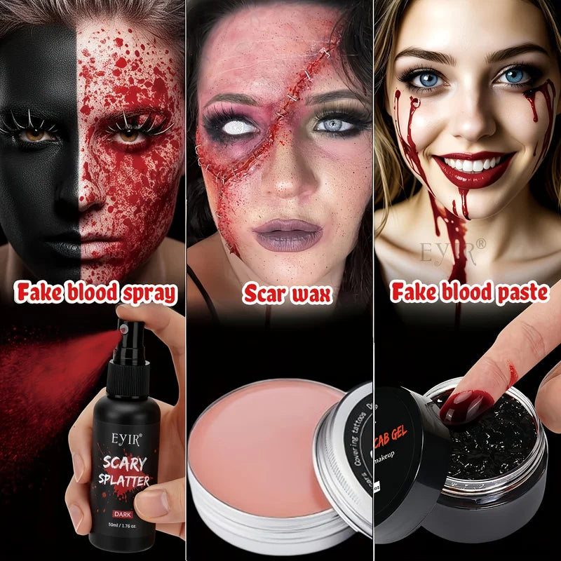 8-Piece Halloween Special Effects Makeup Kit with Wound & Scar Tools - Realistic FX Set