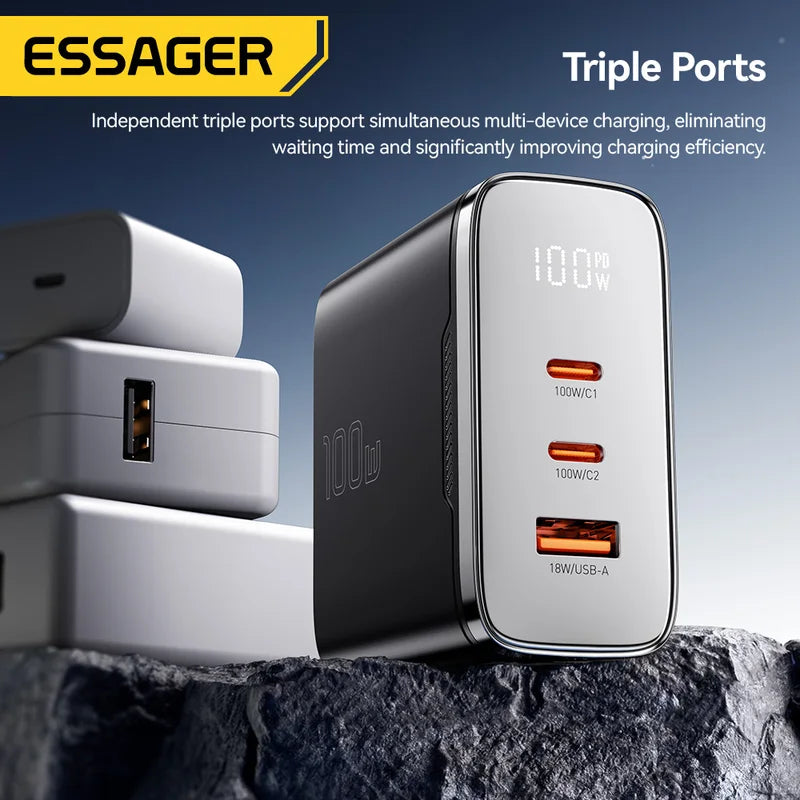 GaN USB C Fast Charger 100W Digital Display QC 4.0 PD 3.2 Universal Compatibility