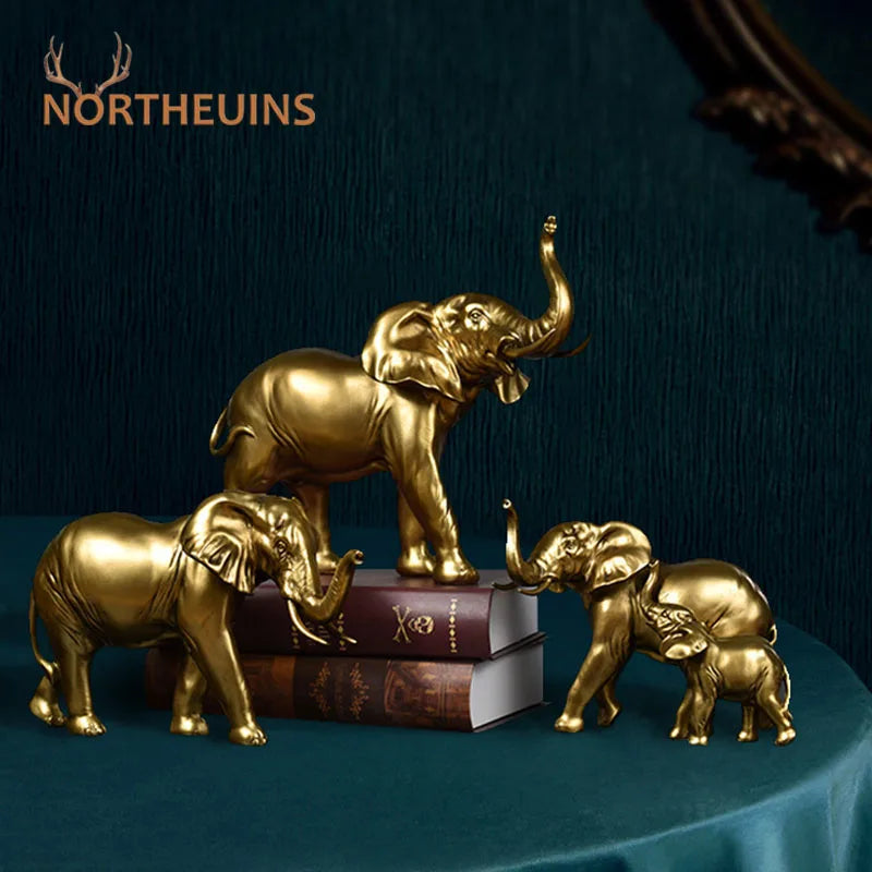 Resin Elephant Figurines for Home Decor Lucky Fortune Ornament Collection