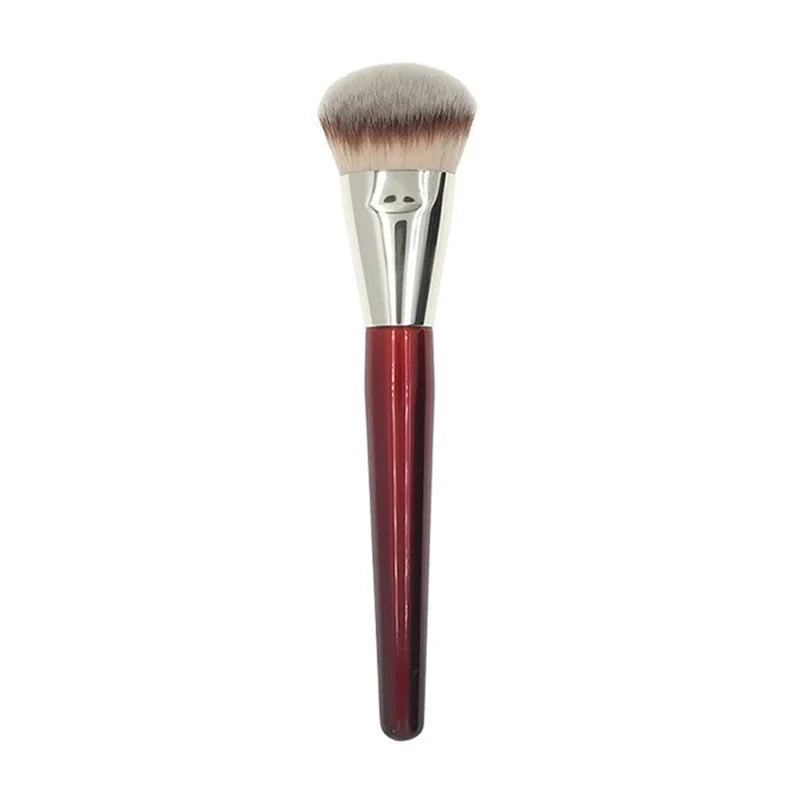Contoured Makeup Brushes Set - Angled Foundation & Concealer Tools with Red Wood Handles