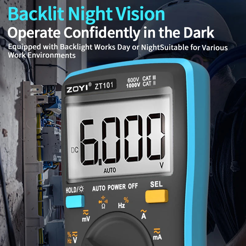 Digital Multimeter with Auto-Ranging & Anti-Burn Protection for Electrical Repair - Model ZT-101