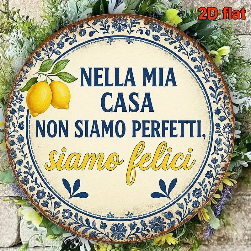 7.87in Retro Italian Lemon Wooden Wall Disc Decor for Kitchen & Dining