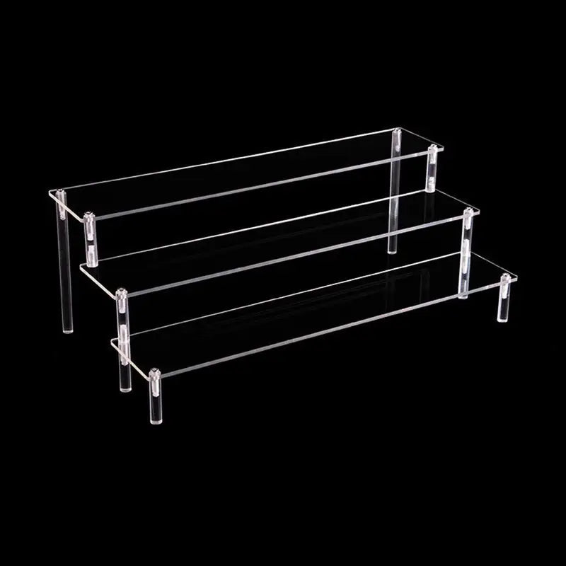 Acrylic Display Stand 4-Tier Trapezoidal Shelf for Dolls, Cupcakes, Perfume, Collectibles