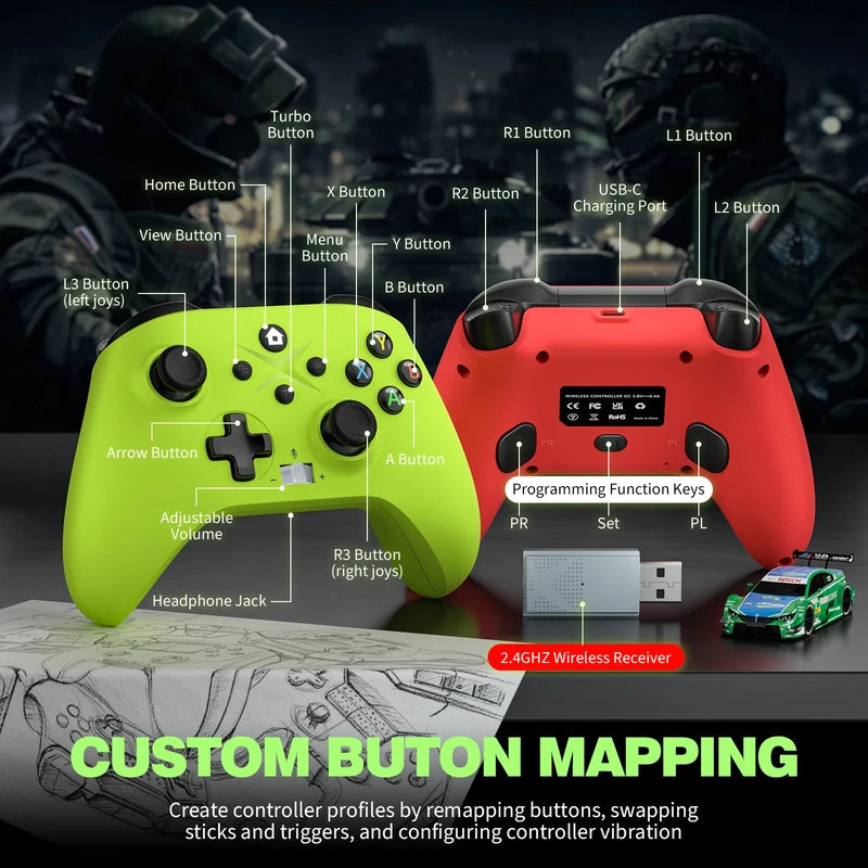 Wireless Game Controller for Xbox Series X/S, PC, iOS, Android with Gyro & Turbo