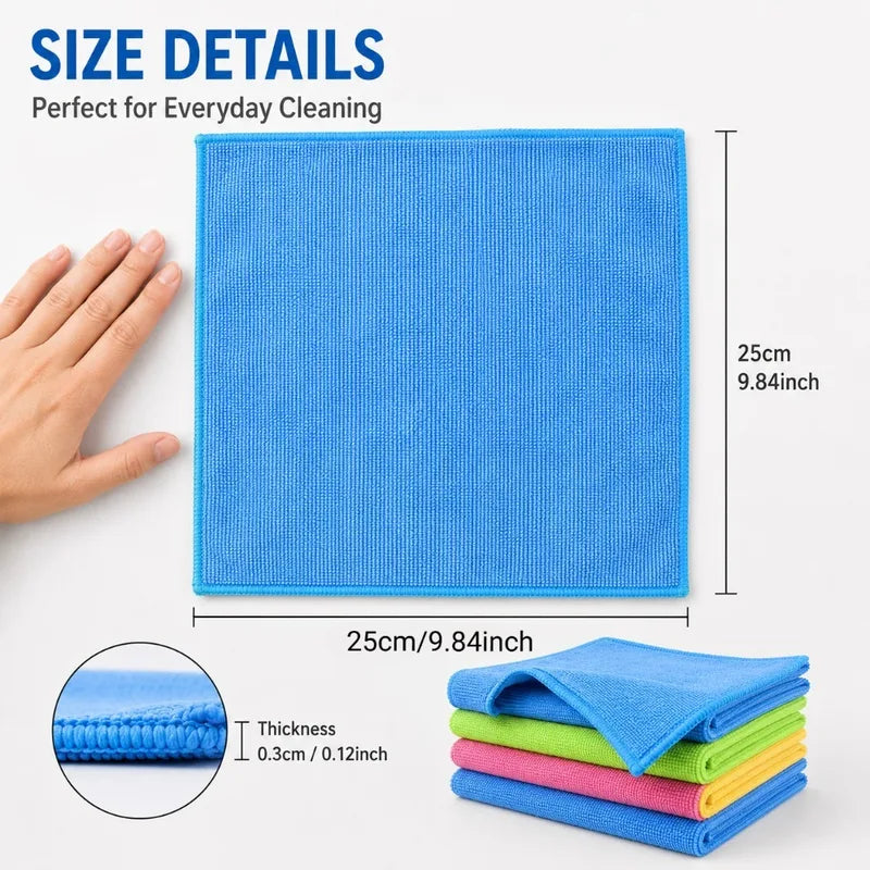 Reusable Microfiber Cleaning Cloths Set - Absorbent Dish Towels for Kitchen Bathroom Car