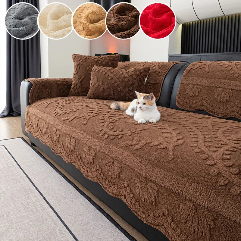 Modern Plush Sofa Cushion Cover Thick Warm Non-Slip Sofa Cover