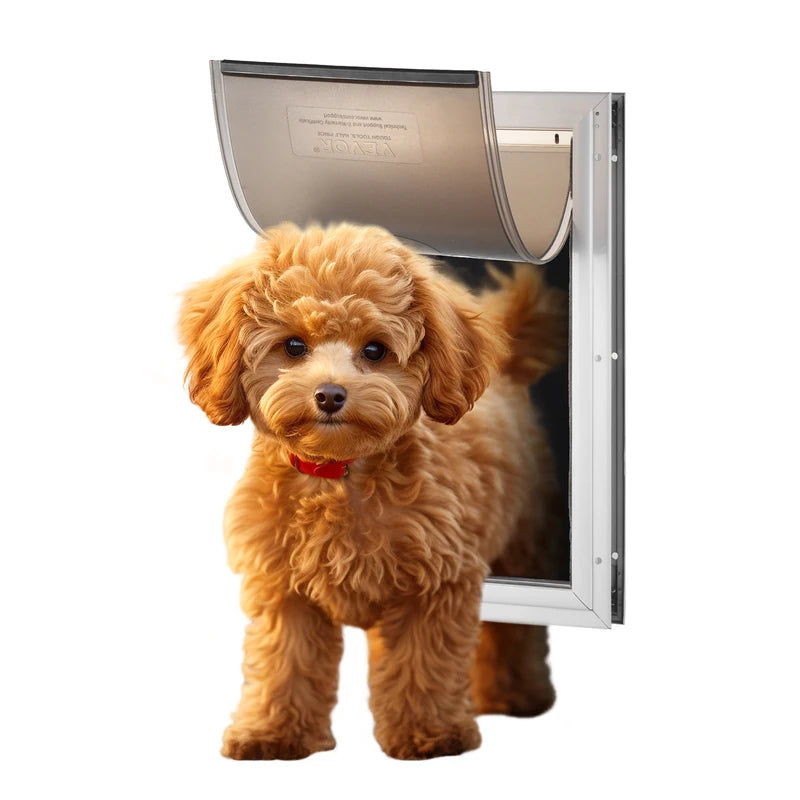 Weatherproof Aluminum Frame Pet Door with Lock & Flap System - Easy Installation