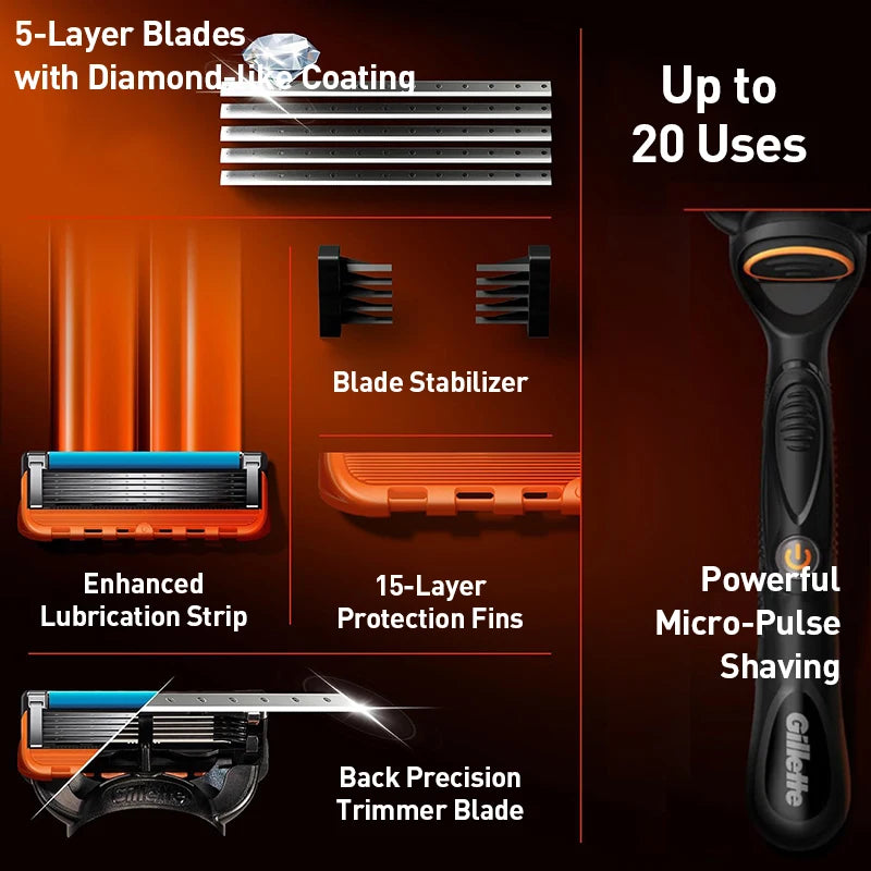 Men's Electric Razor with 5 Blades & Trimmer - Power Shaver, Multiple Colors