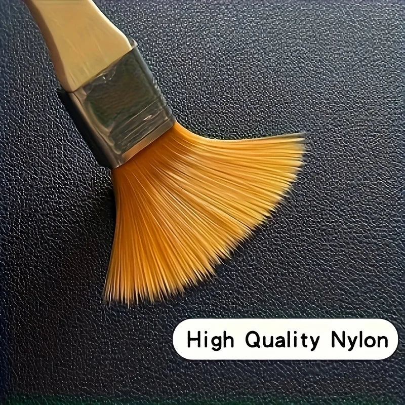 10Pcs Wooden Handle Nylon Bristle Paint Brushes for Oil, Dusting & Cleaning