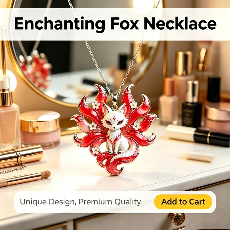 Nine Tailed Fox Necklace Mythology Pendant Stainless Steel Jewelry for Women