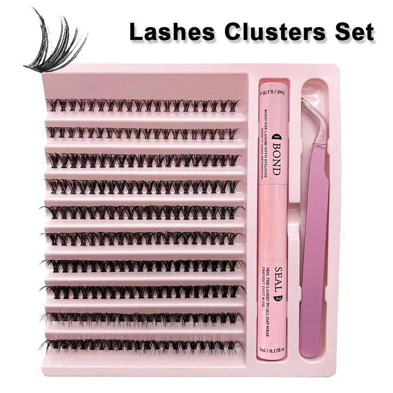 False Eyelash Clusters Set with Glue Seal & Applicator Kit for Natural Lash Extensions