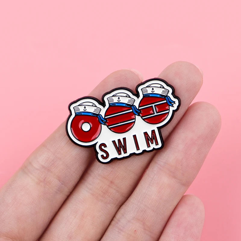 Swim Quote Enamel Pins Badge Brooches for Clothing & Accessories