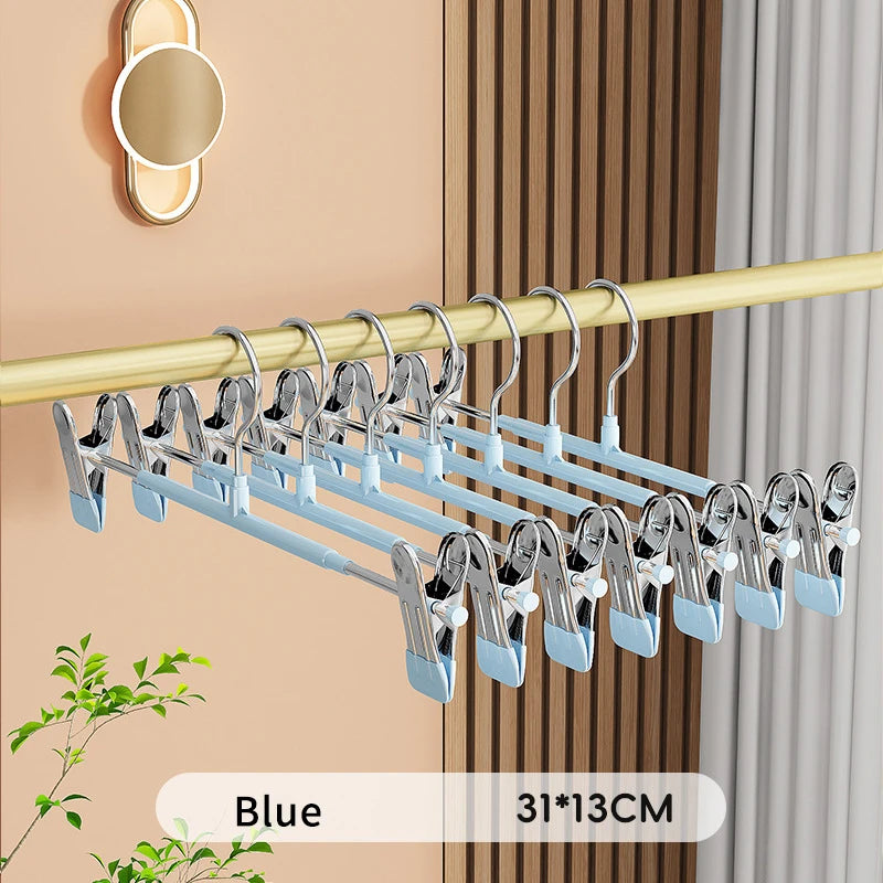 5-Pack Adjustable Non-Slip Pants Hangers with Clips for Jeans and Skirts