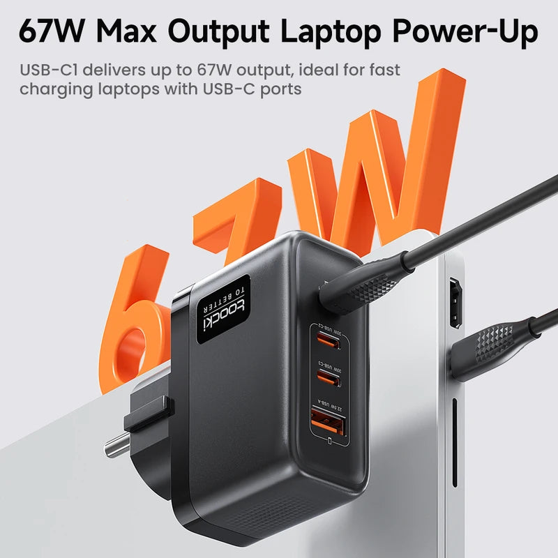 GaN USB C Fast Charger Adapter 67W PPS PD SFC3.0 for Phone Laptop Samsung iPhone