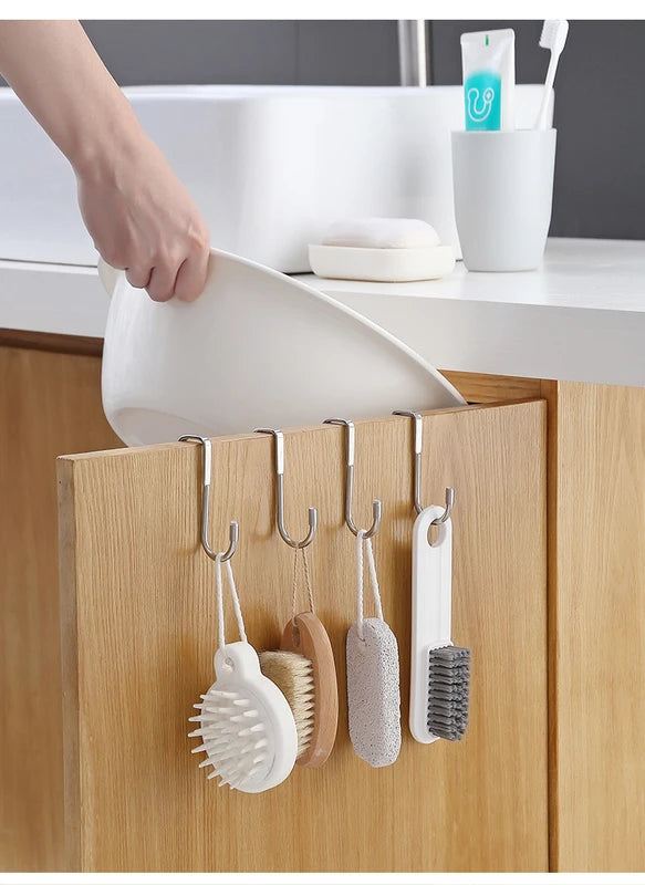 304 Stainless Steel S-Shape Double Hook for Kitchen Bathroom Cabinet Door Storage