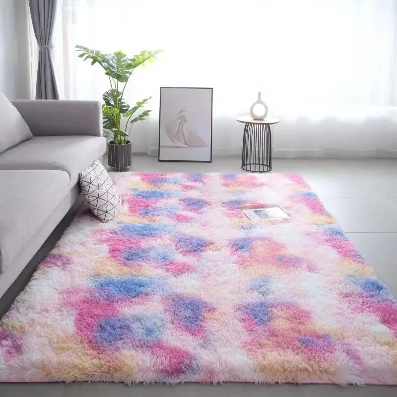 Children's Room Non-Slip Washable Tie-Dye Rug - Machine Washable Carpet Mat for Living Room & Bedroom