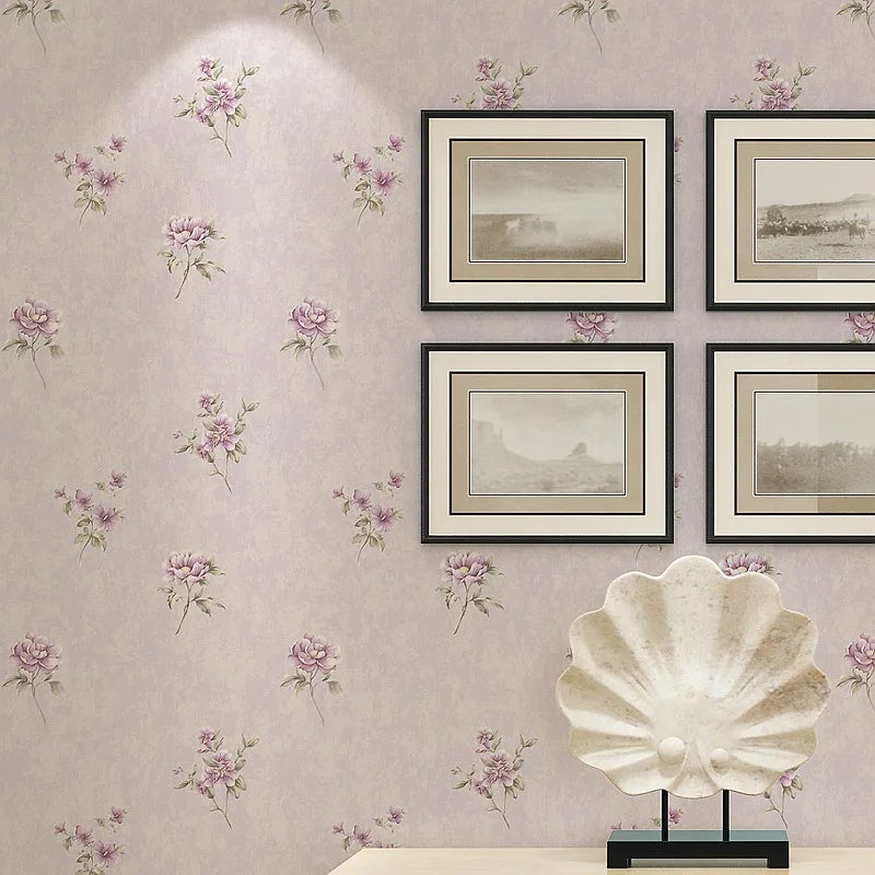 Floral Wallpaper for Home Decor - Small Pastoral Wall Covering for Bedroom & Living Room