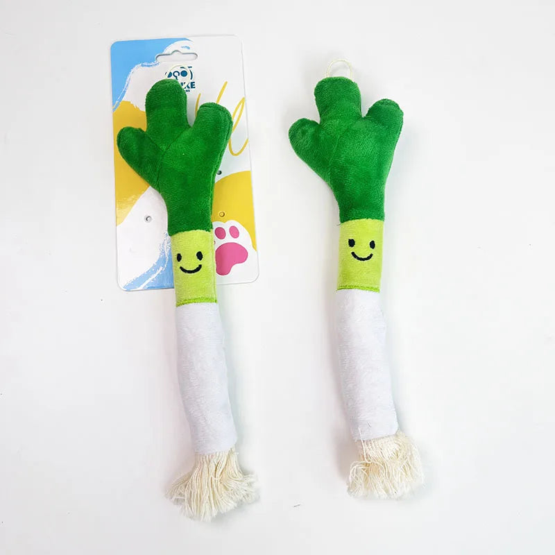 Small Pet Plush Tooth Cleaning Toy - Bite Proof Scallion Design, Interactive Chew Toy
