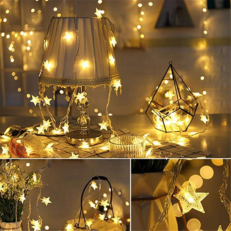 Outdoor 6M 40 LED Star String Lights - Holiday & Christmas Tree Decor