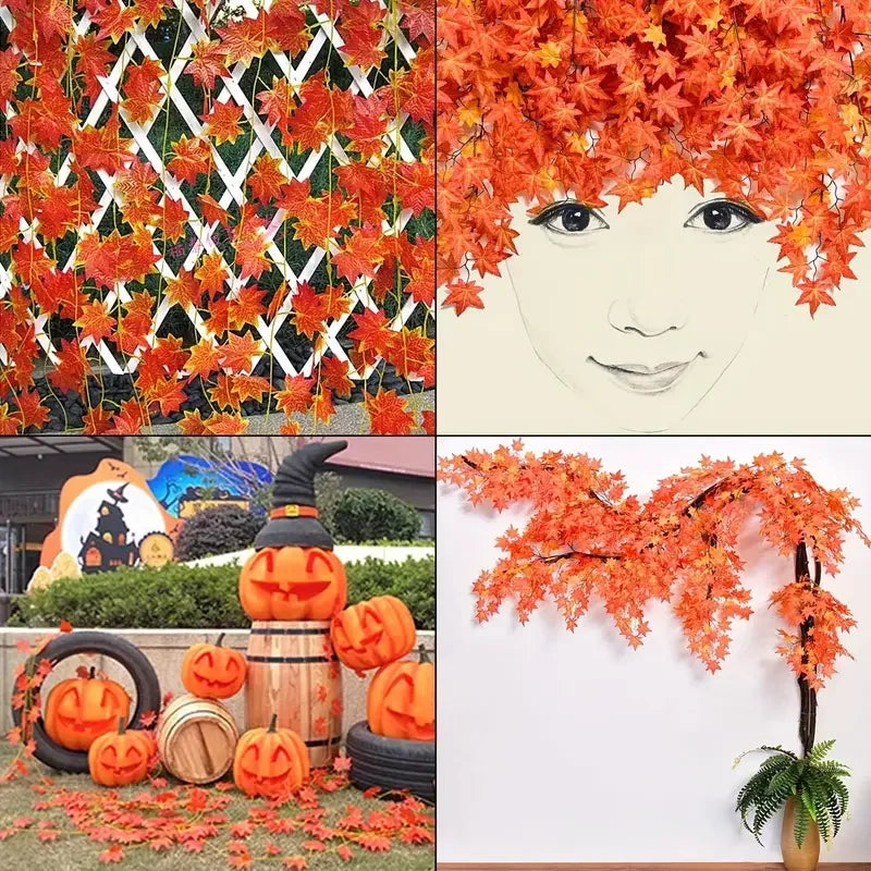 Artificial Fall Maple Leaf Garland for Autumn Halloween Thanksgiving Decor - 4XL to XS
