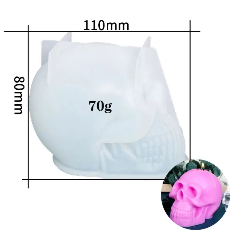 3D Skull Silicone Candle Mold for Halloween DIY Crafts - Ghost Head Pattern