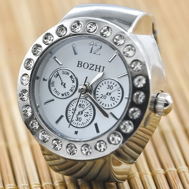 Creative Diamond Ring Watch for Men & Women - Couple Jewelry, Alloy Shell, Round Dial
