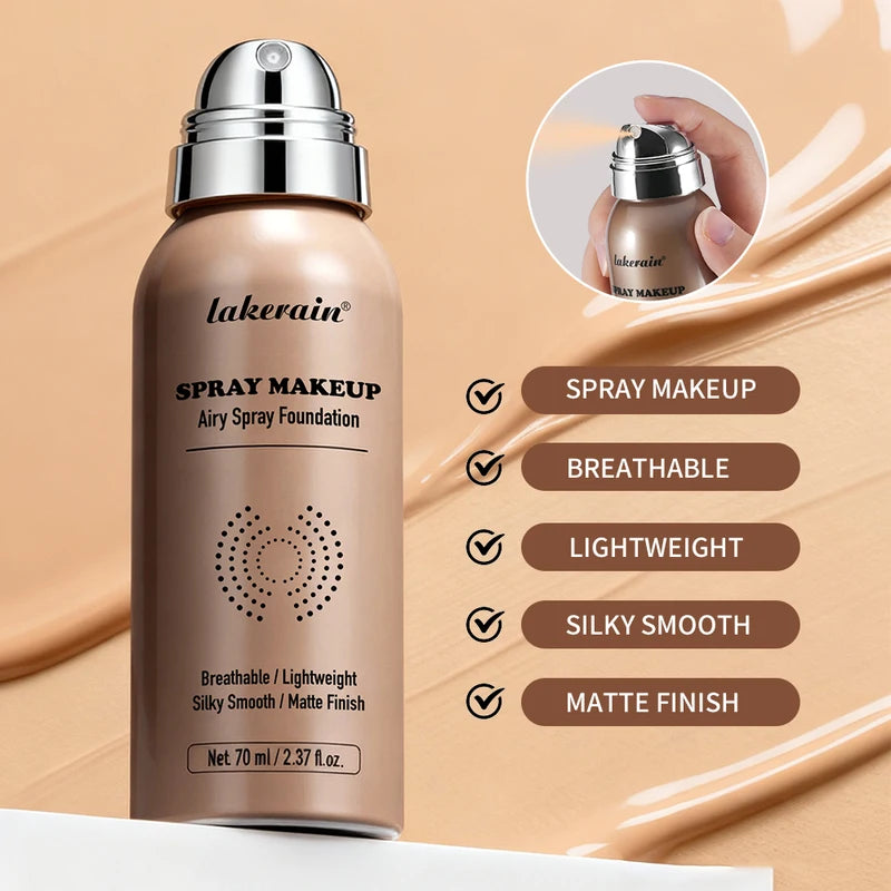 Waterproof Matte Finish Spray Foundation - Breathable, Sweat-Resistant Makeup