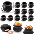 Mini Black Cauldron Set for Halloween & St. Patrick’s Day - 12 Pack Candy & Treat Holders