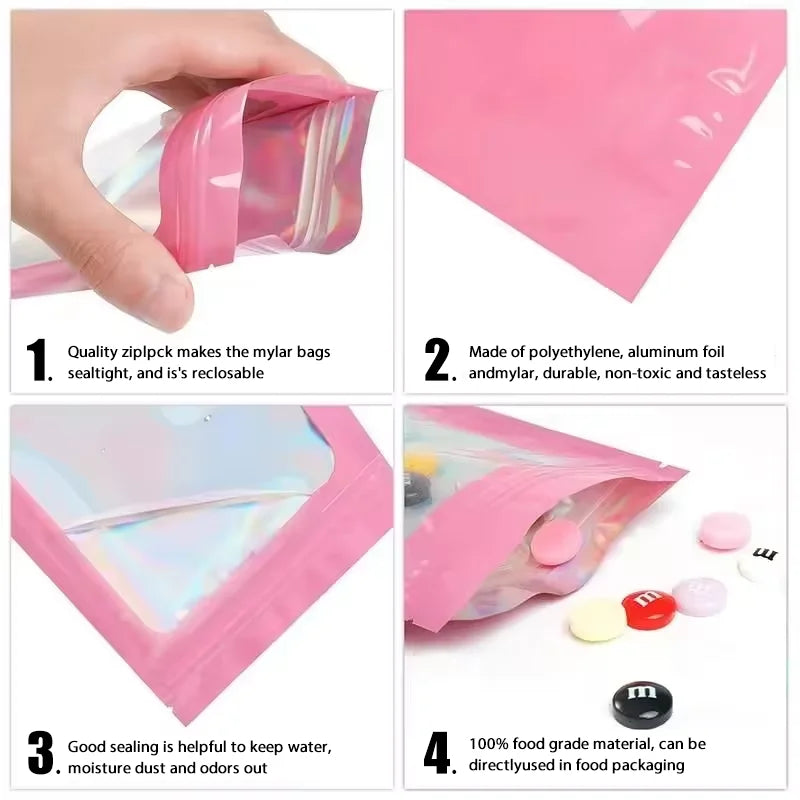 Holographic Ziplock Bags Set for Jewelry Cosmetics and Food Storage