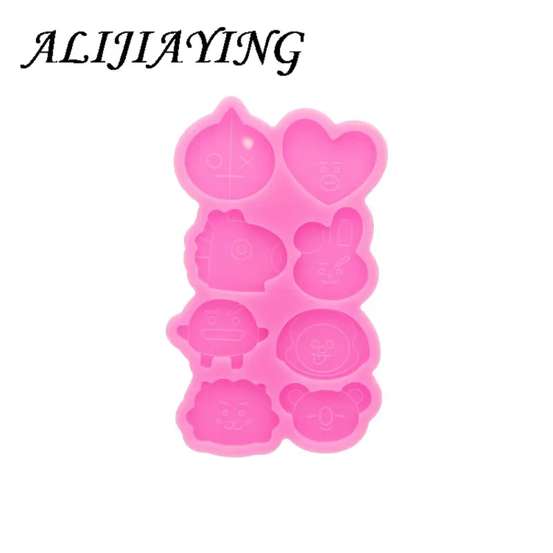 Shiny Cartoon Bear Head Silicone Mold for Resin, Cake, Chocolate Crafts - DY1116