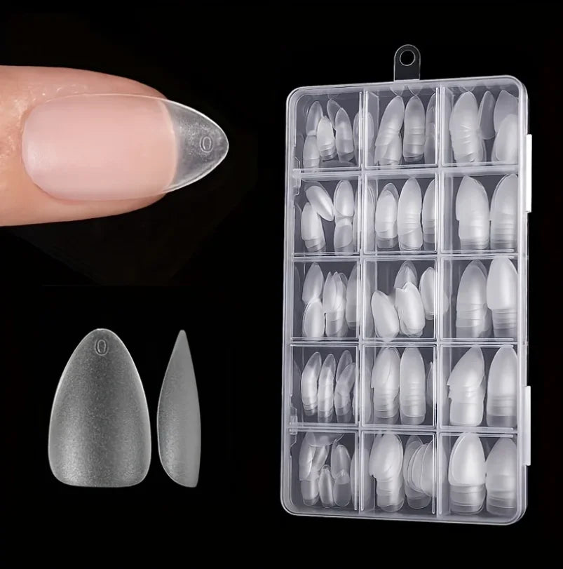 Short Almond Nail Tips - Matte Gel Nail Stickers, Pre-Shaped Full Coverage