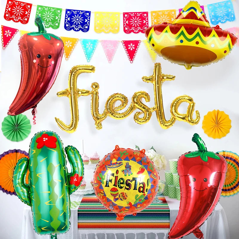 Fiesta Party Balloons Decorations for Mexican Taco Luau Birthdays Home Decor