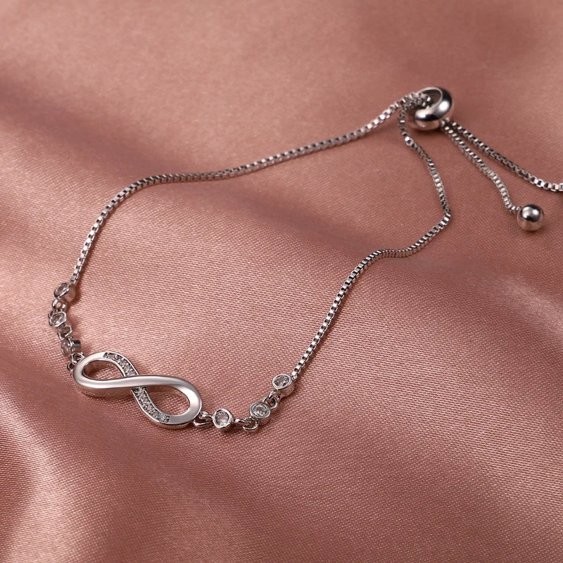 Lucky Symbol Zircon Silver Bracelet for Women - Romantic Valentine's Day Gift