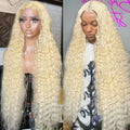 Blonde Lace Front Wigs 13X6 HD Transparent Human Hair 40 Inch Deep Wave, 250 Density