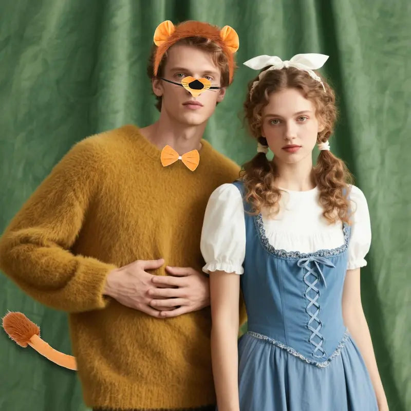 Halloween Animal Costume Accessories Lion Headband Ear Tail Bow Tie Tutu for Kids & Girls