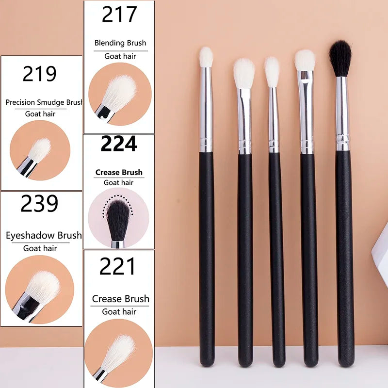 Makeup Eyeshadow Brushes Set - Flat Shader Crease Blending Tools for Liquid, Cream & Powder Eyeshadows