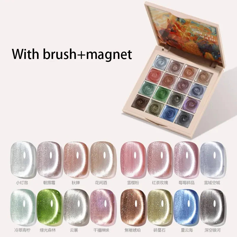 Magnetic Gel Nail Polish Set - 16 Colors for Professional & Home Use