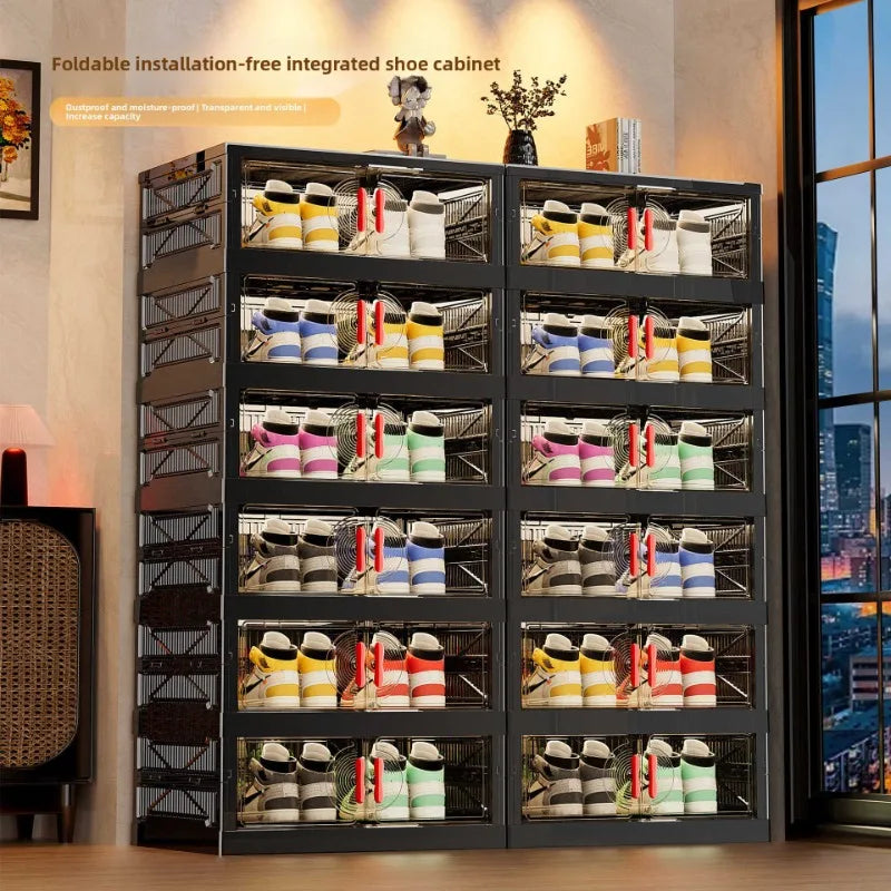 Multi-Layer Door Shoe Rack - Foldable Wall-Mounted Shoe Storage Organizer