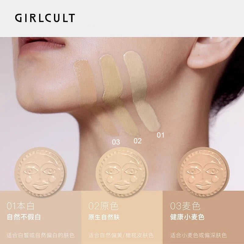 Girlcult Glitter Air Cushion Oil Foundation Concealer Natural BB Cream - Nude, Light Yellow, Pink