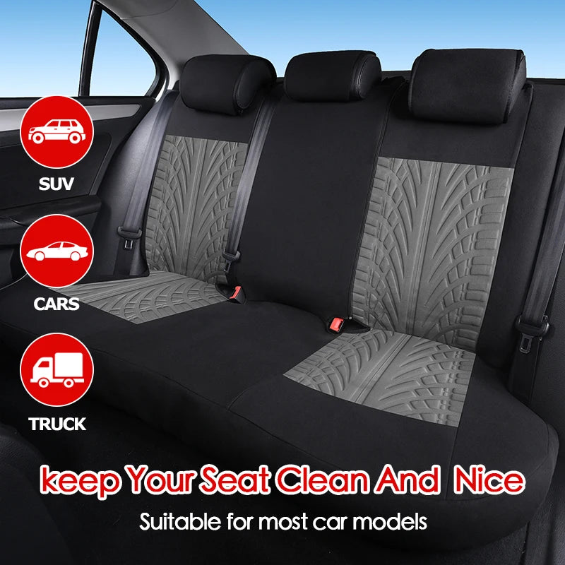 Universal Car Seat Cover Set with Tire Track Pattern - Protect & Style Interior