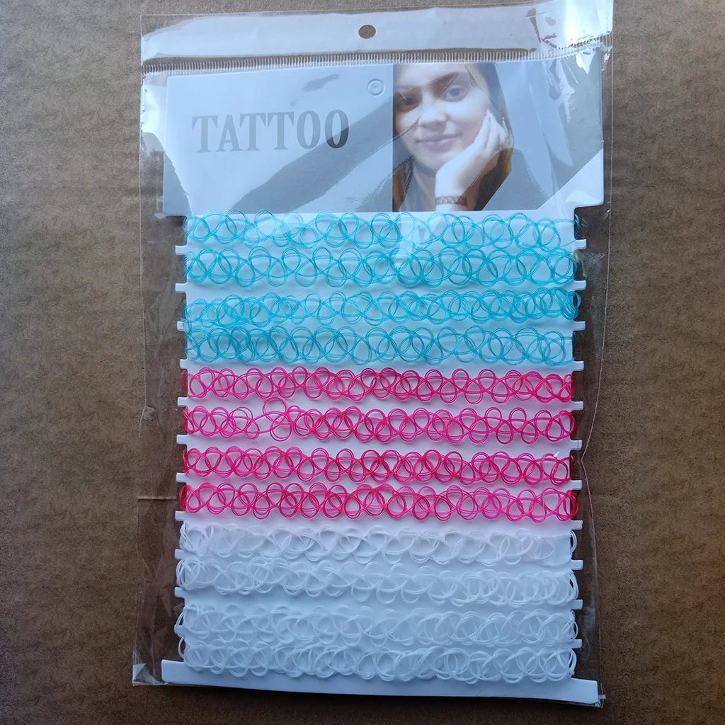 12-Pack Colorful Fishline Necklaces Set for Layering and Goth Style