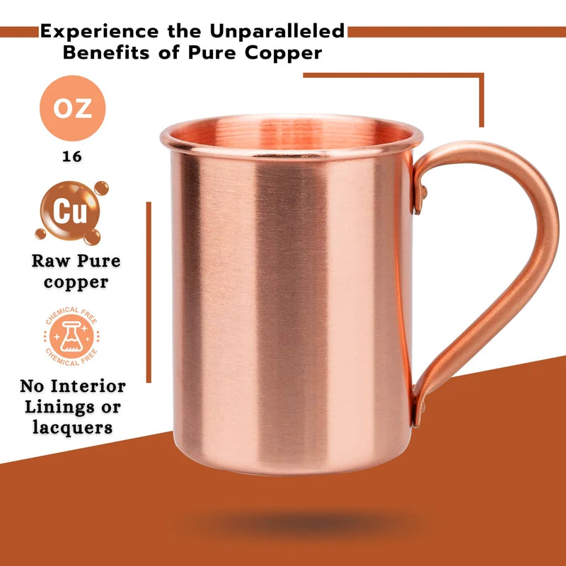 400ml Copper Mug Hammer Texture & Smooth Sanding Drinkware for Cocktails & Beer