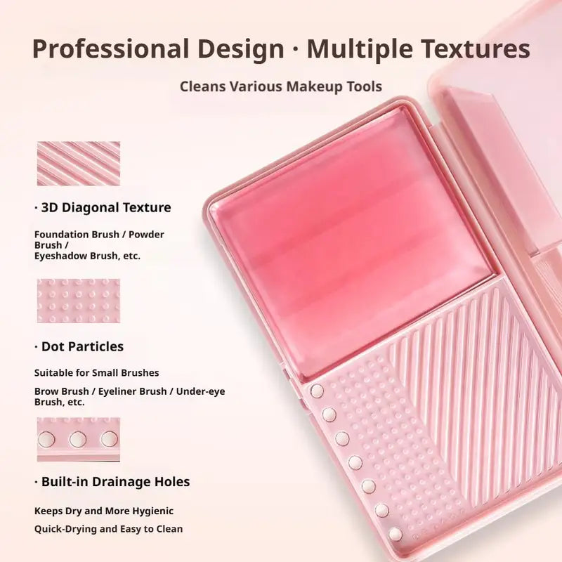 Makeup Brush Cleaning Kit with Sponge & Lip Brush - Portable Cosmetic Tool Cleaner