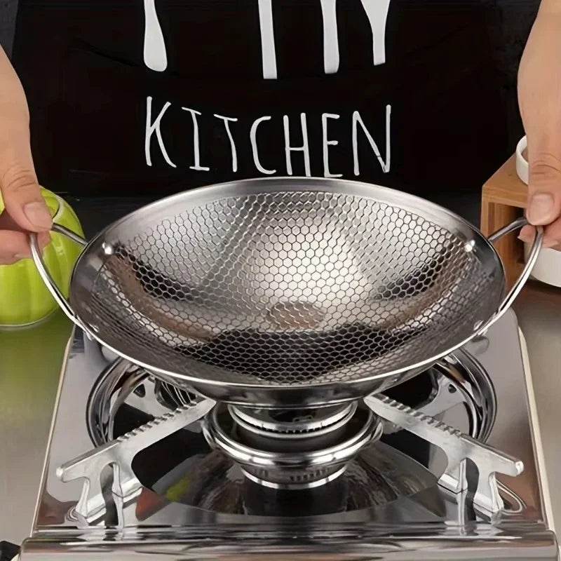 Stainless Steel Honeycomb Skillet 20cm Non-Stick Cooking Pan with Handles